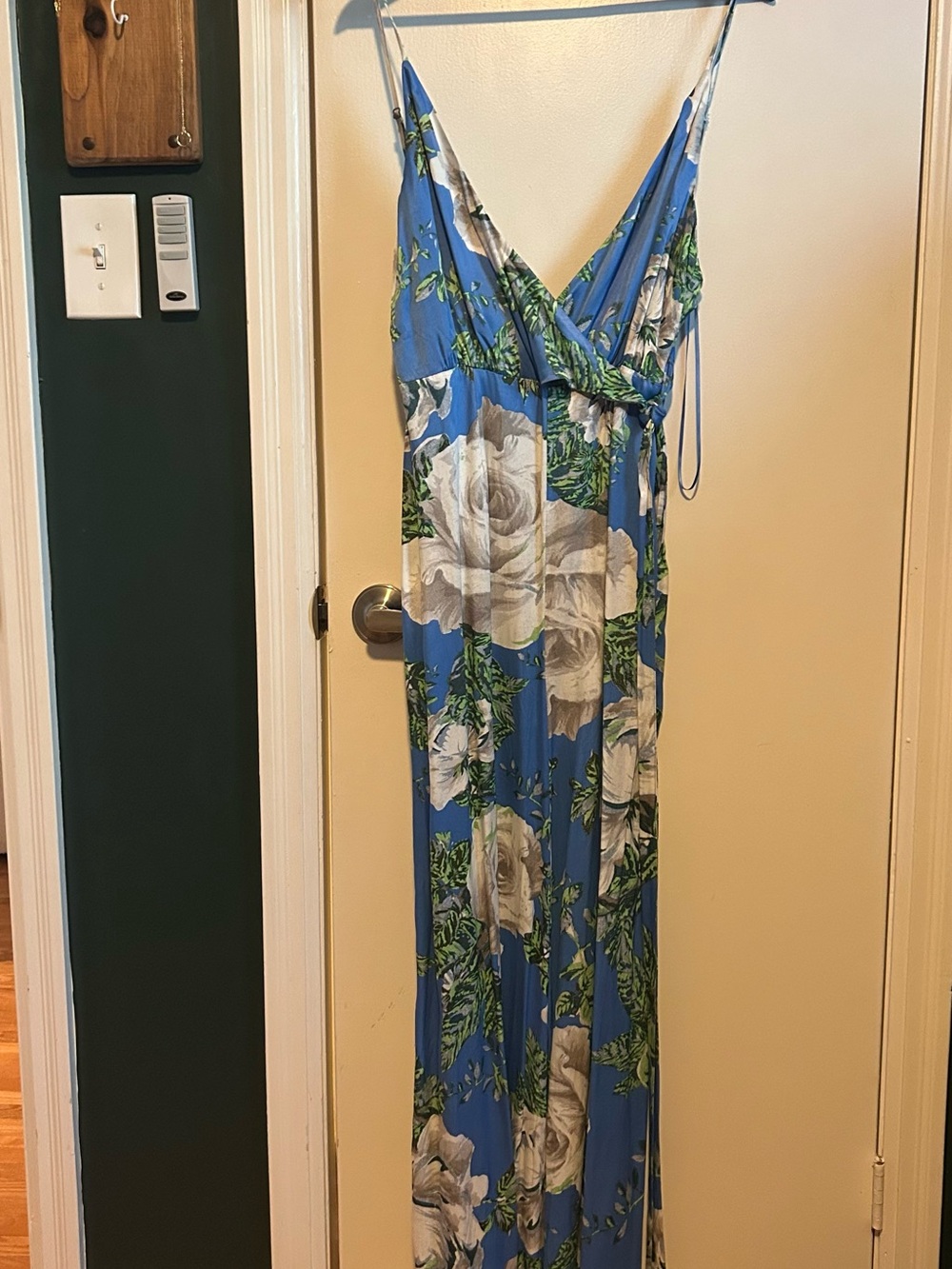 Free People Blue Floral Maxi Slip Jumpsuit